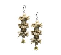 FONDOTIN 2pcs Parrot Corn Leaf Natural Wood Blocks Hanging Bird Cage Pendant Safe Chewing for Cockatiels Parakeets and Small Birds Promotes Exercise and Exploration