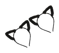FONDOTIN 2pcs Plush Black Cat Ears Headband Soft Warm Animal Cosplay Accessory for Autumn Winter Parties and Daily Wear Cute Korean Style