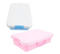 FONDOTIN 2pcs Portable Small Sandbox with Lid, Sensory Play Tray, Montessori Sand Tray Storage Box for Outdoor and Classroom Use, Blue-white Pink-white