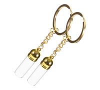 FONDOTIN 2pcs Portable Transparent Glass Perfume Bottles with Caps and Keychain Refillable Travel Containers for Essential Oils and Liquids Decorative Jars Go Use