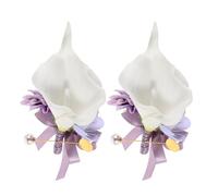FONDOTIN 2Pcs Purple Artificial Calla Lily Brooch Set - 3D Floral Lapel Pin for Wedding Corsage, Formal Banquet, and Party Dress Decoration