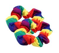 FONDOTIN 2pcs Rainbow Hair Accessories Colorful Striped Satin Scrunchies Lightweight Elastic Hair Ties Comfortable Fit Vibrant Colors for Women Party Use