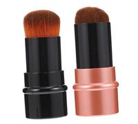 FONDOTIN 2pcs Retractable Face Makeup Brushes for Powder and Foundation Multi Functional Cosmetic Blending Tools for Full Coverage Compatible with Cream Liquid and Mineral Makeup Portable