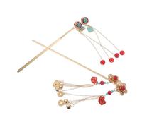FONDOTIN 2pcs Retro Metal Hair Sticks with Coin and Flower Design Lightweight Chinese Hanfu Hairpins for Women Vintage Asian Bun Updo Holders Elegant Traditional Hairstyle Accessories