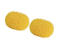 FONDOTIN 2pcs Reusable Mesh Cleaning Balls for Dishes Kitchen Fiber Scourers Non-Scratch Round Pads for Cookware and Outdoor Cleaning with Creative Cartoon Design