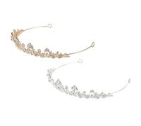 FONDOTIN 2pcs Rhinestone Bridal Tiara Crown Handmade Vintage Wedding Headbands with Sparkling Jewels Comfortable Hair Accessories for Brides and Women