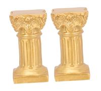 FONDOTIN 2Pcs Roman Column Candle Holders Vintage Gold Micro Landscape Decor for Home Tabletop Lightweight Ornaments with Chic Texture for Living Bedroom Decoration