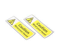 FONDOTIN 2pcs Self-adhesive Low Ceiling Warning Signs Mind Your Head Safety Stickers for Home Office Factory Caution Alert Decals