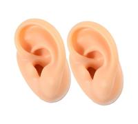 FONDOTIN 2Pcs Silicone Ear Models Left Ear Jewelry Display Props Smooth Realistic Human Mold for Piercing Practice Beauty Shops Medical Teaching