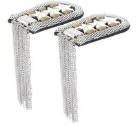 FONDOTIN 2pcs Silver Metal Tassel Link Chain Epaulettes Shoulder Boards Badge, Vintage British Costume Accessories for Men and Women, Decorative Uniform Pins for Jackets and Clothing