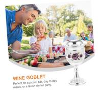 FONDOTIN 2pcs Small Alloy Wine Goblets with Flower Pattern Food Grade Reusable White Wine Cups for Parties Picnics and Decorative Home Use