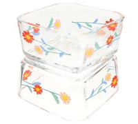 FONDOTIN 2pcs Small Pet Feeding Bowls for Hamsters and Rabbits Anti-tip Glass Water and Food Dishes with Red Daisy Design Suitable for Chinchillas and Guinea Pigs Easy to Clean