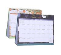 FONDOTIN 2pcs Standing Flip Desk Calendar Compact Monthly Planning Calendar English Layout Twin Wire Bound Habit Tracker for Office Home School Use