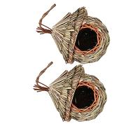 FONDOTIN 2pcs Straw Bird's Nest Birdhouse House Hanging Hummingbird Garden Houses Bird Large Hummingbird Crafted Parrot Nest Bird Accessories Parrot Breeding Cottage Grass