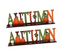 FONDOTIN 2pcs Thanksgiving Wood Ornaments Party Desktop Layout Props Decorative Creative Alphabet Decor High Grade Material Multi Bright Color Reusable for Shopping Mall and School