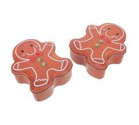 FONDOTIN 2pcs Tinplate Boxes for Cookies Christmas Cookies Metal Boxes Christmas Chocolate Packaging Gingerbread Man Container Brown