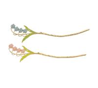 FONDOTIN 2pcs Tulip Hair Chopsticks Hair Bun Sticks Metal Pins Vintage Style Accessories for Women Girls Wedding Bridal Styling Blue and Pink