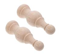 FONDOTIN 2pcs Unfinished Wood Finials Intricately Carved Bed Frame Finials for Home Decor Staircase Post Craft DIY Curtain Rod End Caps