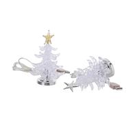 FONDOTIN 2pcs USB Powered Acrylic Christmas Tree Lamps Mini Xmas Desk Decor with Color Changing LED Lights Soft Warm Glow Nightlight for Holiday Table Centerpiece and Decoration