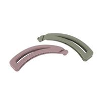 FONDOTIN 2Pcs Vintage Banana Hair Clips for Women Plastic Ponytail Holders Non-slip Vertical Clamps Stylish Hair Accessories in Matte Green and Purple Gray Strong Grip for Daily Use
