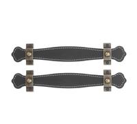 FONDOTIN 2PCS Vintage Style PU Leather Pull Handles with Zinc Alloy Base Matte Black Drawer Cabinet Door Handles for Kitchen Bathroom Dresser Furniture Handmade Design