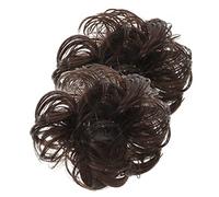 FONDOTIN 2Pcs Wavy Curly Hair Bun Claw Clip Extensions Messy Bun Hair for Natural Look for Women Deep Brown Color