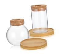 FONDOTIN 2pcs Wood Vase Propagation Holders Glass Planters for Hydroponic Plants Decorative Desktop Plant Vase for Indoor Display