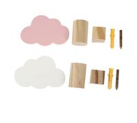 FONDOTIN 2PCS Wooden Cloud Shaped Hanging Hooks for Bright Color Decorative Wall Hooks for Home Organization and Space Saving Practical Wall Decor