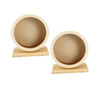 FONDOTIN 2pcs Wooden Hamster Running Wheel Silent Cork Design Noise Reducing Exercise for Small Pets Chinchillas Hedgehogs Rats Safe Wide Path Encouraging Active