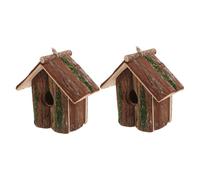 FONDOTIN 2pcs Wooden Hanging Bird Villas for Garden Outdoor Use Weatherproof Decorative Nesting Boxes with Natural Tree Bark Finish Birdhouses for Budgies Finches Sparrows