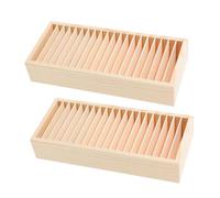 FONDOTIN 2pcs Wooden Multi-compartment Hairpin Storage Box with Removable Dividers Portable Jewelry and Business Card Organizer for Office and Home Natural Wood Desktop Storage Holder