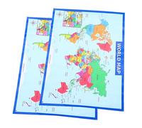 FONDOTIN 2Pcs World Map Posters for Educational Learning Poster with Bright Colors and Patterns Classroom and Bedroom Wall Art for Early Geography Education