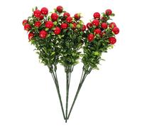 FONDOTIN 3 Bunches Bunches Artificial Red Berry Stems Realistic Cherry Decorations for Holiday Christmas Tree DIY Craft Seasonal Home Decor Vase Filler
