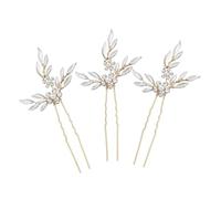FONDOTIN 3 Pcs Gold U-shaped Crystal Pearl Hairpins Set, Alloy Bridal Hair Accessories for Wedding Dress, Color-fast Charming Headdresses for Formal Occasions