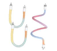 FONDOTIN 3 Pcs Parrot Cotton Rope Perches with Vibrant Colors Flexible Climbing Swing for Cockatiels Budgies Indoor Bird Cage Accessories for Exercise and Rest