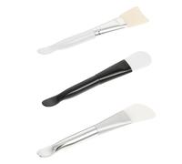 FONDOTIN 3 Pcs Silicone Facial Mask Applicator Brushes with Spoon Soft Cream Mask Tools for Girls Face Mud Skincare at Home Spa Care (black White Random