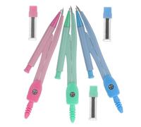 FONDOTIN 3 Sets Metal Math Compasses Circle Drawing Tools for School Students Practical Drafting Instruments in Blue Pink Green for Geometry and Art Design