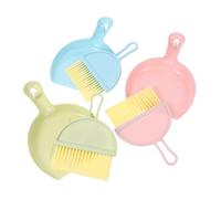 FONDOTIN 3 Sets Mini Dustpan and Broom for Small Pets with Hanging Material for Hamster Cage Cleaning Rabbit Hedgehog Squirrel Supplies Kit in Green Pink Blue