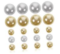 FONDOTIN 300pcs No Hole Floating Pearl Beads Vase Fillers Decorative Simulation Pearls for Wedding Centerpieces Bridal Showers Craft Beads Mix Light Yellow White