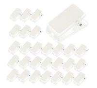 FONDOTIN 30Pcs Clear Plastic Self Adhesive Spring Clips for Id Cards Photo Hanging Tapestry Wall Decoration Small Transparent Mini Thick Acrylic Clips for Home Office Use