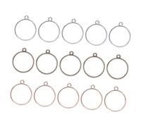 FONDOTIN 30PCS Open Back Bezel Pendant Alloy Blank Frames Hollow Round Charms for UV Resin DIY Jewelry Making Supplies in Antique Bronze Silver Gold