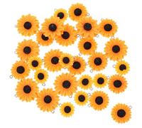 FONDOTIN 30Pcs Resin Sunflower Charms Mini Pendant Beads DIY Jewelry Making Accessories for Necklace Bracelet Earrings with Bright Color Plating and Shiny Decorative Ornaments