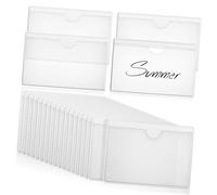 FONDOTIN 36 Pcs Transparent Self-adhesive Index Card Holders PVC Label Sleeves with Top Opening for Easy Insertion Shelf Display for Stores Supermarkets Exhibitions