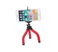 FONDOTIN 360° Rotation Cell Phone Holder for Tripod with Remote Big Clip Pad for Safe Phone Mounting Extendable and Adjustable Stick Suitable for Digital Camera Red