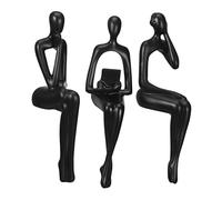 FONDOTIN 3pcs Abstract Resin Statue Sitting Thinker Figurines Modern Artistic Shelf Decor for Living Office Bookshelf Low Maintenance Eye Catching Accents