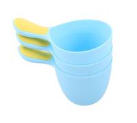FONDOTIN 3pcs Bath Rinse Cups for Newborns Soft Anti-Splash Shampoo Rinser Jug with Curved Design for Gentle Hair Washing and Eye Protection Portable Blue Water Scoops for Bathing and