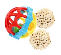 FONDOTIN 3pcs Bird Chew Toys Air Dried Beak Grinding Rubber for Parrots Finches Small Birds Non-deformable Cage Accessories Fun Foot Grip Exercise