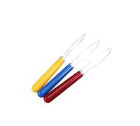 FONDOTIN 3Pcs Button Assist Device with Stainless Steel Hook and Wooden Handle Wear Resistant Button Hook Helper for Portable Red Yellow Blue