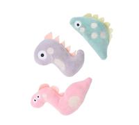 FONDOTIN 3pcs Cat Plush Toy Set Catnip, Interactive Soft Animal Teaser Toys for Indoor Cats and Kittens Pink Snake, Gray Dinosaur,