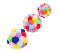 FONDOTIN 3pcs Colorful Plush Cat Ball Soft Elastic Wool Balls for Cats Interactive Hunting to Reduce Scratching and Boost Supplies for Indoor Play